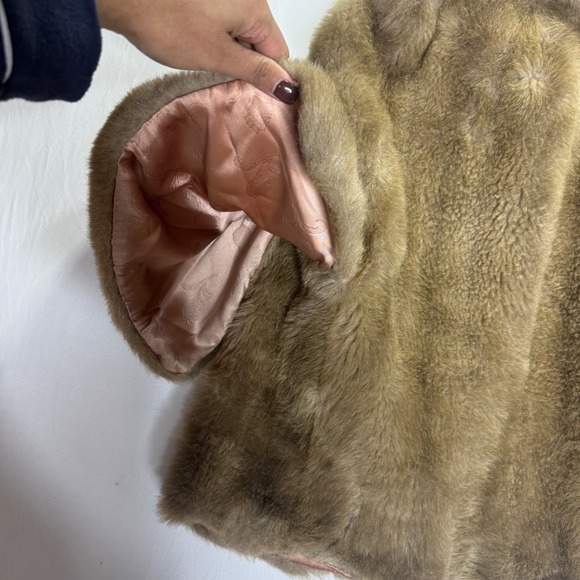 Vintage Regina Glenara by Glenoit Faux Fur Jacket Cape Shawl Collar USA Made S/M - Picture 6 of 8